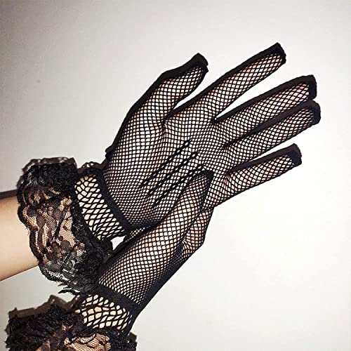 Fishnet Gloves Hollow Fishnet Gloves - Sexy Short Mesh Gloves Women Girls Nightclub Punk Lace Gloves - Fancy Dress… - Image 3