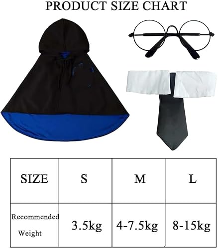 Miniatura 6 de Ginkago Disfraz de Halloween para perro y gato, capa de disfraz de brujamago para fiesta de Halloween, cosplay, accesorio de fotos con gafas y