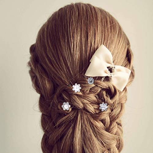 Lurrose 80 pçs Pinos de cabelo de cristal em formato de U Grampos de cabelo pérola Floral Bobby Pins