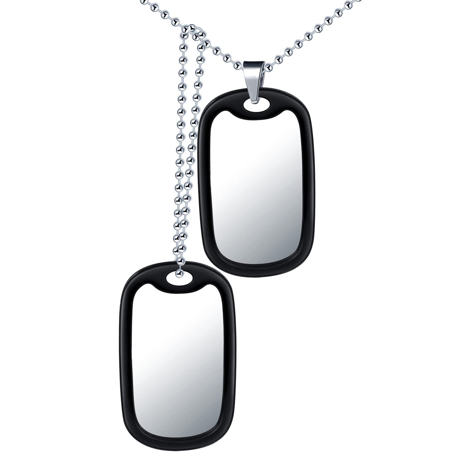 MicVivienCollar Tag Acero Inoxidable con Silenciador, Collar de Placa de Identificación Cadena con Colgante Tag Joyería para Hombres y Mujeres