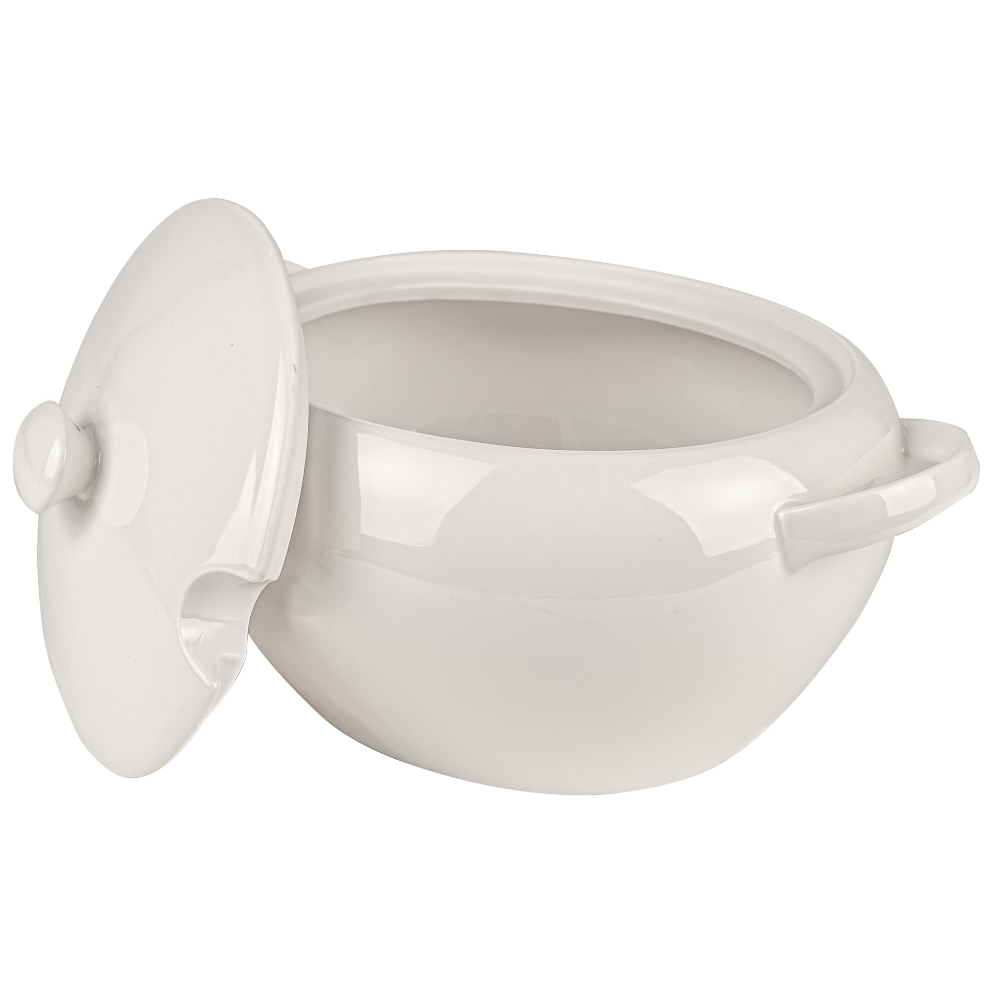 Suppenterrine Porzellan mit Deckel - 3.1L - Weiss Suppenschüssel Groß - Modern Servierschüssel - Soup Terrine - Suppentopf - Suppen Serviertopf - Ideal für Weihnachten - Weißwursttopf