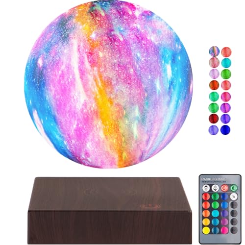 VGAzer Levitating Moon Lamp, 3D Illusion Moon Lamp with Remote Control, LED Galaxy Lamp for Bedroom Living Room Decoration, Unique Gifts for Kids Lover Friends (16 Colors Galaxy Suqare Base)
