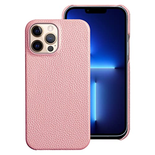 Coque arrière de luxe iPhone 12 Mini : protection cuir rose motif litchi pour XS Max