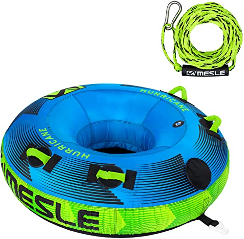 Mesle Funtube Hurricane 58', Set con Cuerda, Donut Grande Hinchable para 1-2 Personas, Tubo Remolcable para Niños y Adultos, Anillo de Remolque Acuático para Barco y Moto Acuática