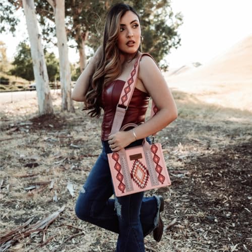 Image of Montana West X Wrangler Tote Bag for Women Boho Aztec Shoulder Purse Top Handle Satchel Handbag