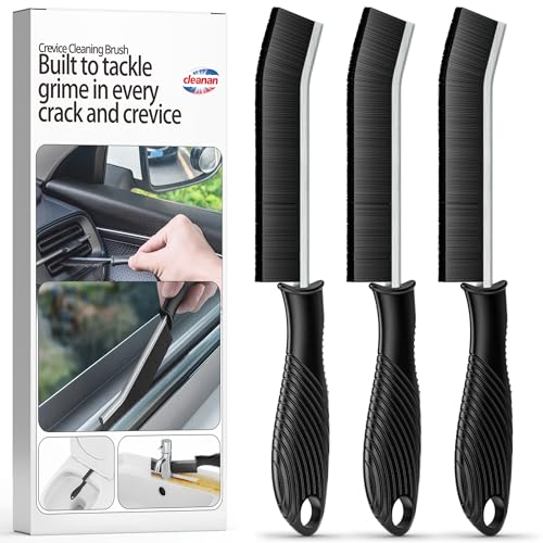 3pcs Brosse Joint carrelage, Brosse à Joint pour Nettoyage à Domicile, Multi-usages pour Salle de Bain, Voiture, Rails de fenêtres, éviers (Noir)