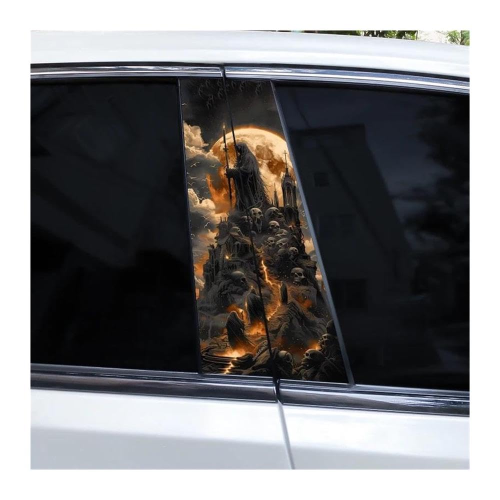 Body Parts 2pcs Horror Skull Car B-Pillar Decals(C)