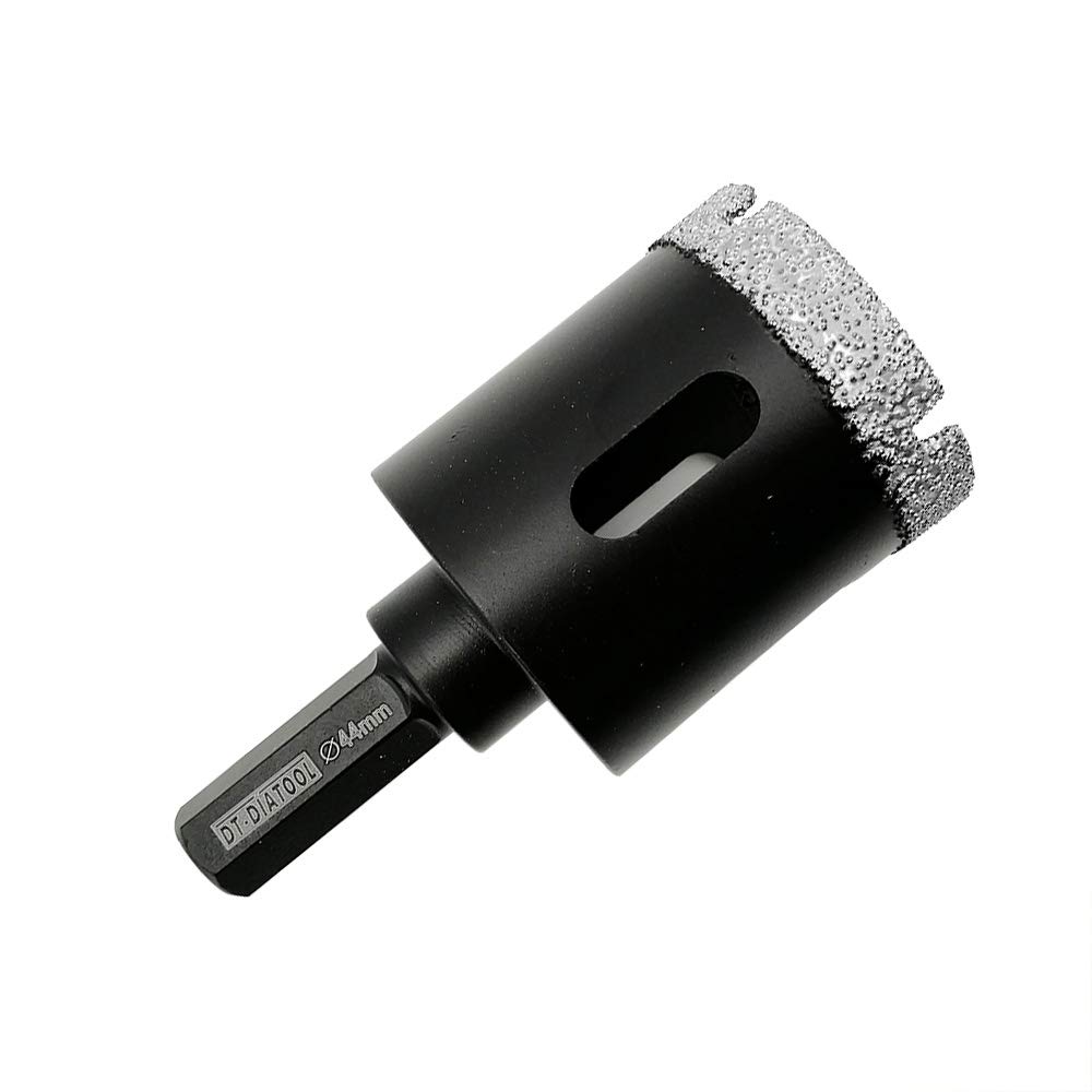 DT-DIATOOL Hex Shank Dry Diamond Drill Core Bits 44mm Vacuum Brazed Hole Saw for Tile Porcelain Ceramic Marble Granite