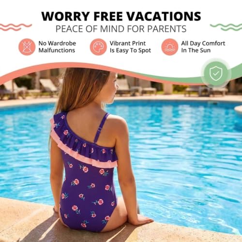 Image of Kanu Surf Girls Morgan Floral Ruffle 1-Shoulder 1-piece Swimsuit