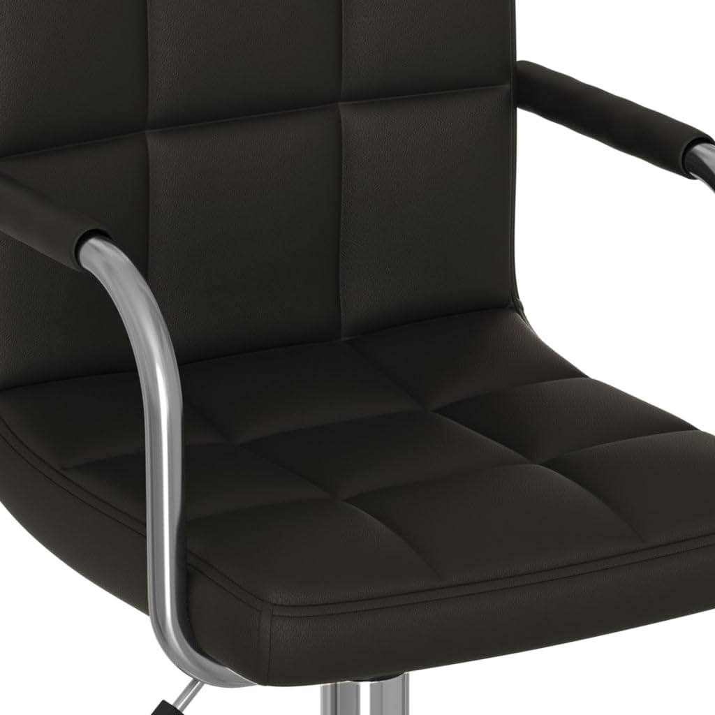 Silla de oficina giratoria de piel sintética negra acolchada con estructura de acero cromado y muelle de gas para mayor comodidad y rotación de 360 grados, ergonómica