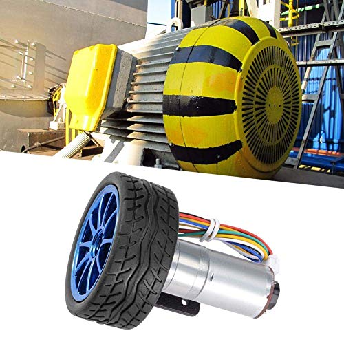 Image of DC 12V DIY Encoder Gear Motor 65mm Magnetic Gear Box with Motor Bracket Engine Wheel Kit Micro Reducer Motor Full Metal Gear Box, 333RPM Suitable for Smart Car Robot Model DIY