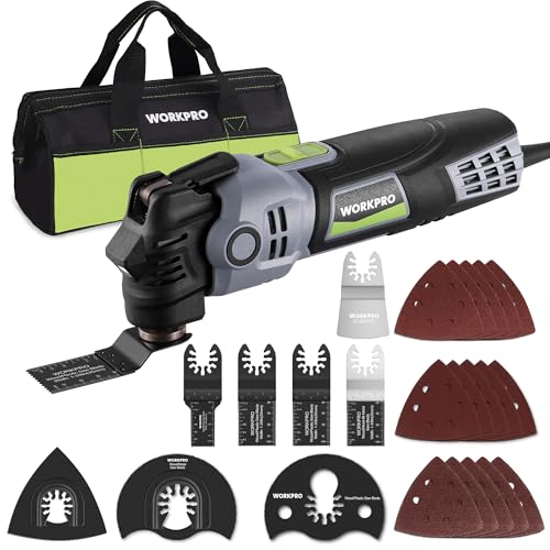 WORKPRO Multi Tool 400W, 7 Speeds 15,000-23,000 RPM Oscillating Tool, 3.5° Oscillation Angle, Quick Change Blade System, 13pc Accessories Kit Multitool for Cutting, Sanding and Scraping