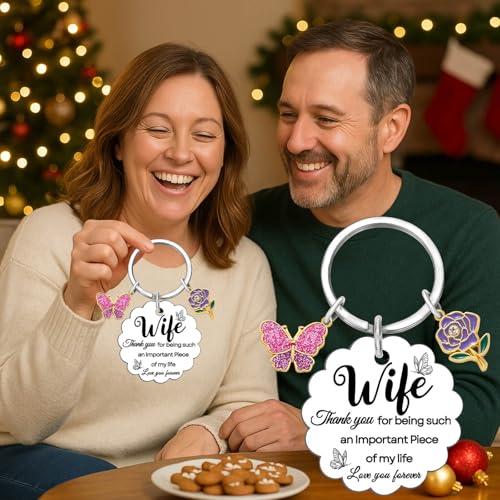 Coolvy Thank You Gifts for Women Bestie Best Friend Aunt Sister Mom Appreciation Birthday Christmas Valentines Gift Keychain (Wife) - image 3