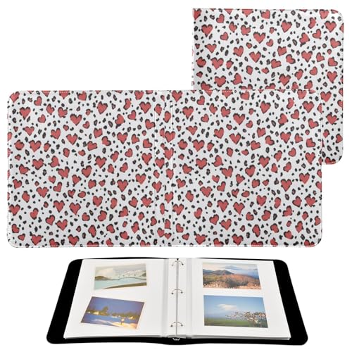Álbum de fotos adhesivo DIY con diseño de corazón y estampado de leopardo, encuadernación de 3 anillos, 40 páginas, tamaño 8x10 para recuerdos miniatura 2