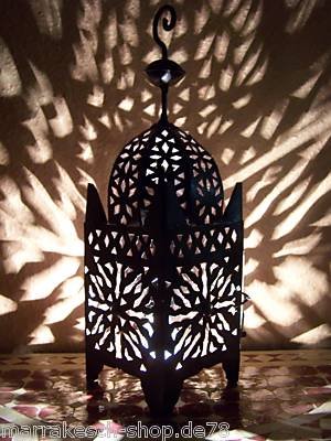 Orientalische Laterne aus Metall Schwarz Frane 42cm groß | Marokkanische Gartenlaterne für draußen, Innen als…