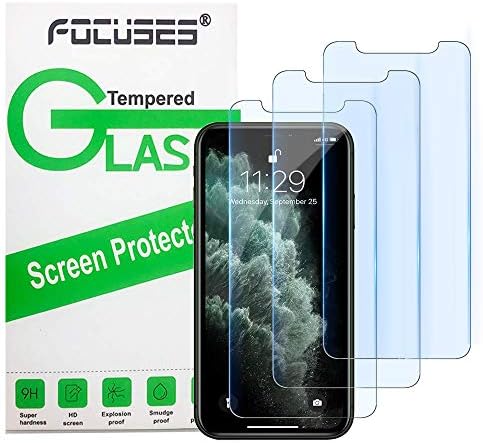 Focuses iPhone 11 Pro Screen Protector, iPhone Xs/X Screen Protector, Anti blue light Tempered Glass Film for Apple iPhone Xs/X & iPhone 11 Pro,3-Pack
