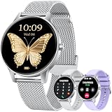 Smartwatch Donna Orologio Chiamate Bluetooth: 1,27" Tondo Touch Orologi Smart Watch da Impermeabile Sport Fitness Contapassi Cardiofrequenzimetro Pressione Caloriec Oro Polso per Android iOS Telefono