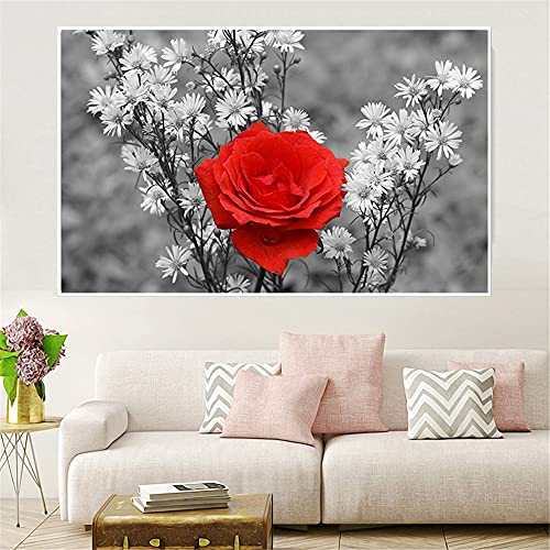 Kits Peinture Diamant Fleurs Rouges Idée Cadeau Créatif Original Grand Format
