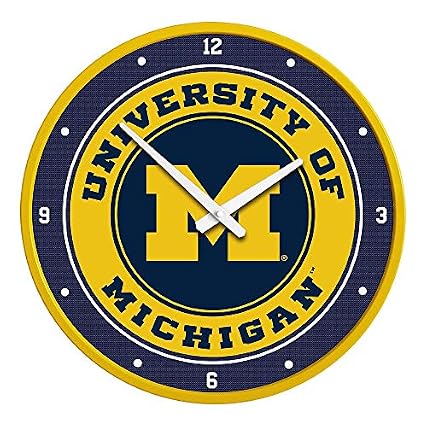 The Fan Brand NCAA Michigan Wolverines: Modern Disc Wall Clock Sports Team Bar Sign Décor Home