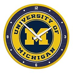 The Fan Brand NCAA Michigan Wolverines: Modern Disc Wall Clock Sports Team Bar Sign Décor Home