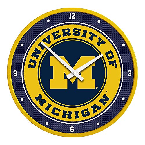 The Fan-Brand NCAA Michigan Wolverines: Modern Disc Wall Clock - Sports Team Bar Sign Décor - Home, Dorm, Garage, Office, Fan Cave