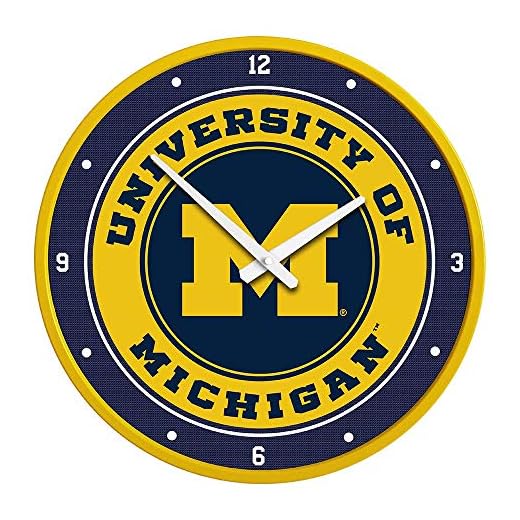The Fan-Brand NCAA Michigan Wolverines: Modern Disc Wall Clock - Sports Team Bar Sign Décor - Home, Dorm, Garage, Office, Fan Cave