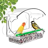 OFFCUP Großes Fenster Futterhaus, Vogelhaus Fensterscheibe mit 4 Saugnäpfen, Futterspender Acryl...