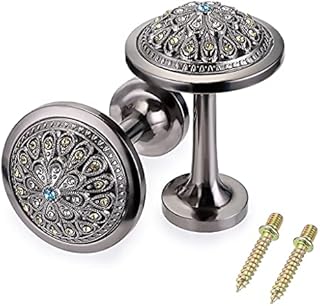 BSTKEY A Pair of Hollow Peacock Pattern Curtain Holder - Metal Hollow-Carved Design Curtain Drapery Hook Tieback Holdback Decorative Hook, Home House Decoration (Black)