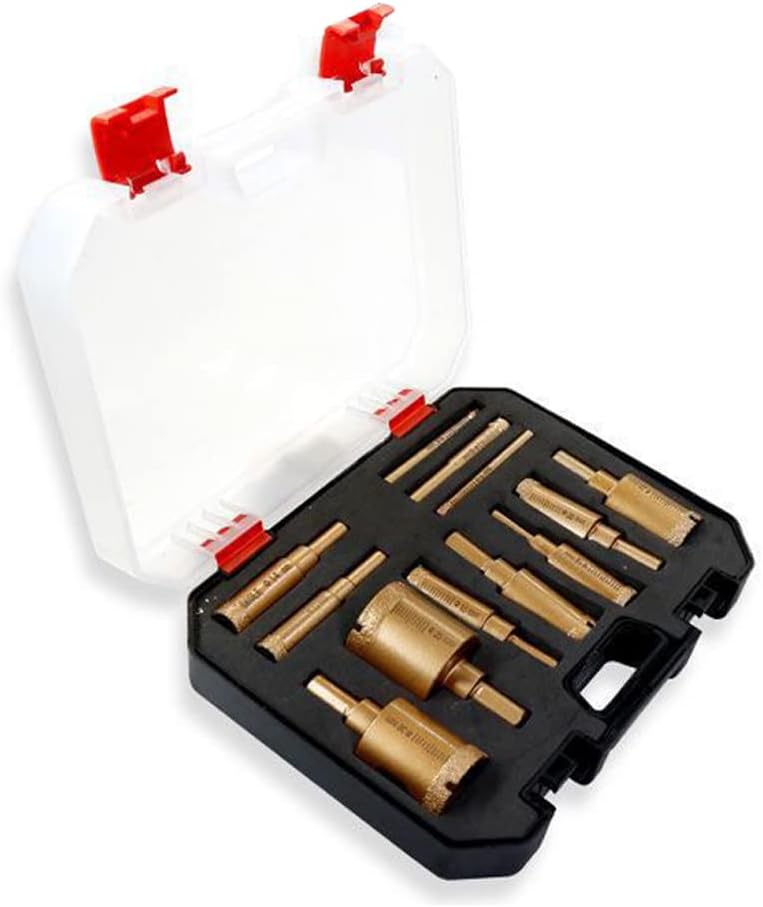 Fawoonu Brazed Welding Diamond Core Drill Bit Marble Ceramic Tile Wall Brick Holes Drilling Accessory with Storage Box Wet-and-dry Use