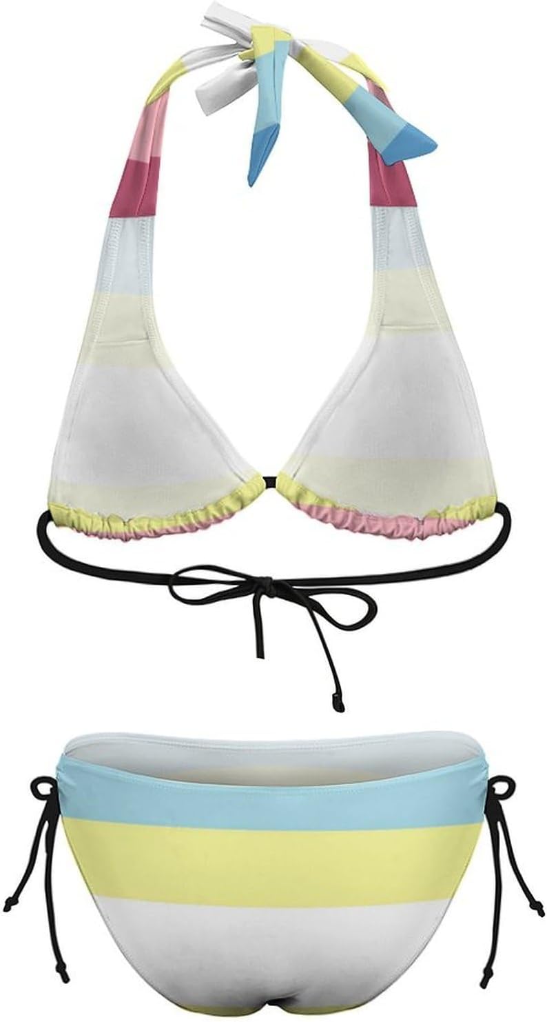 MAPs Prideful Flag Novelty Women's 2 Piece String Bikini Set Swimsuits Bathing Suit Swimwear