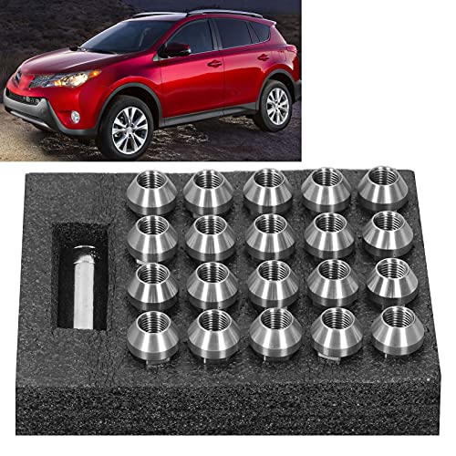 Image of Aramox Lug Nuts, 20Pcs T304 Stainless Steel Wheel Lug Nuts M14x1.5 Thread 2in Height Anti- Locking Lug