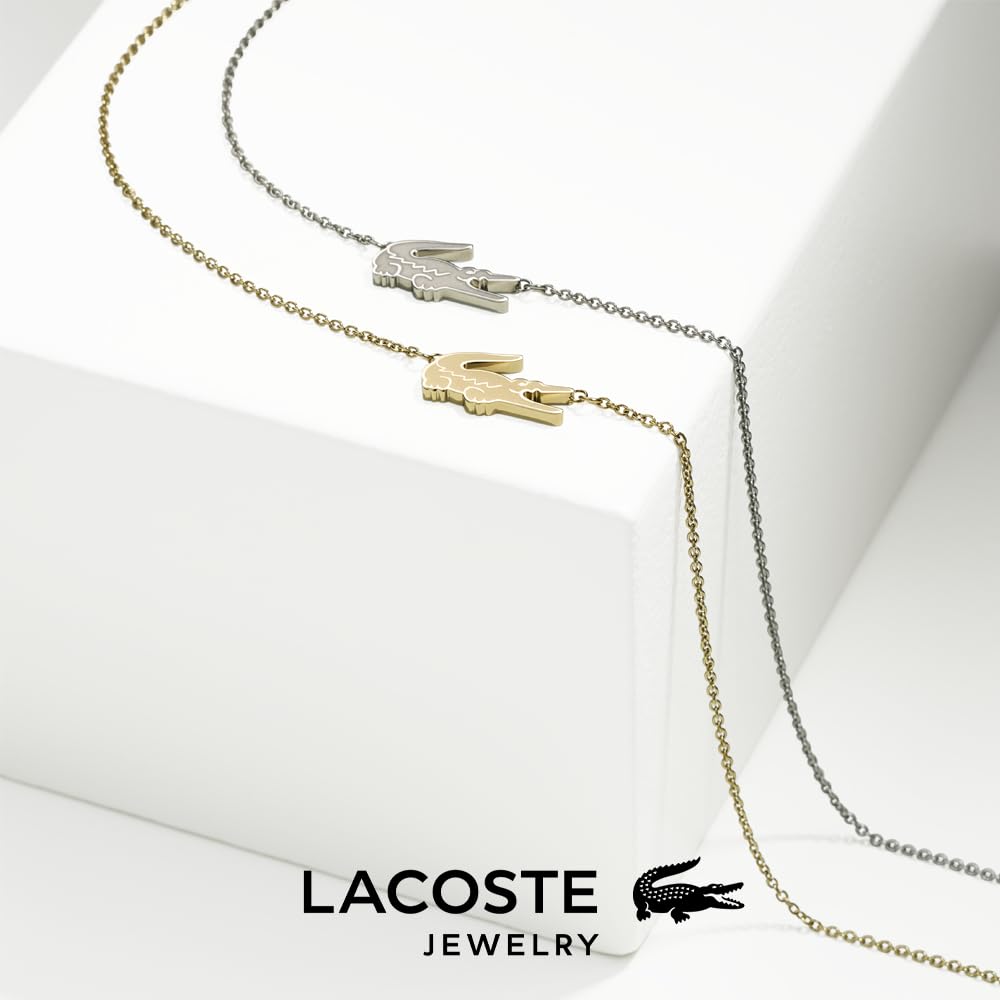 Lacoste damski naszyjnik wiszący z kolekcji CROCODILE dostępny w kolorze srebrnym, żółtym złotem lub goździkowym złotem