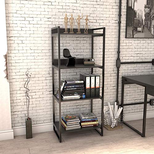 Estante Multiuso 146cmx60cm com 4 Prateleiras Kuadra Compace Preto Onix