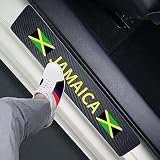 FLAGSP 4pcs Jamaica Jamaican Flag Carbon Fiber Car Door Front/Rear Sill Plate Protectors, Sticker...