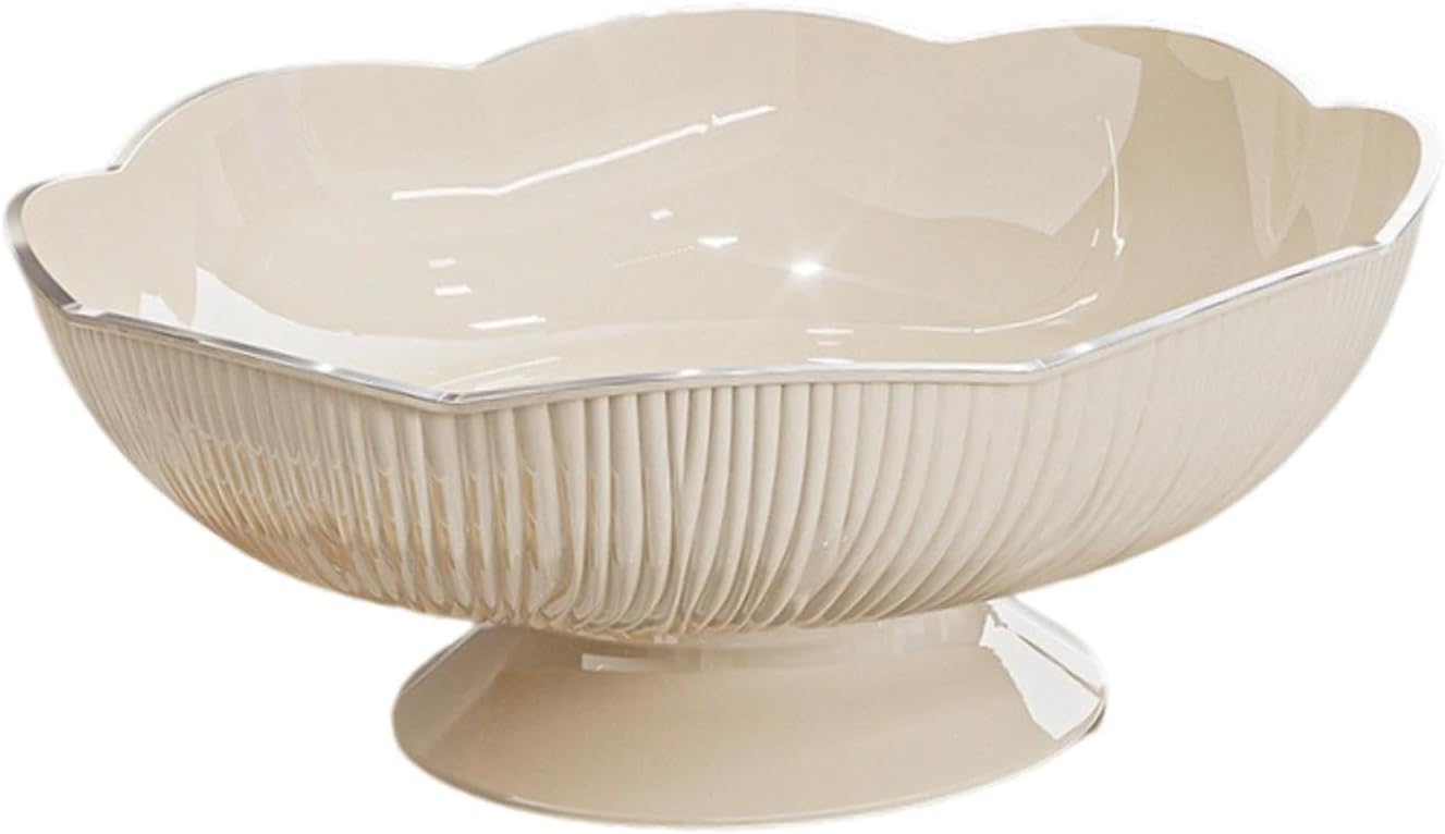 Perfk Fruit Bowl Pedestal Bowls Fruit Stand Dessert Platter Dish Decorative Bowl for Kitchen Counter for Parties Home Wedding Bread, Cream White