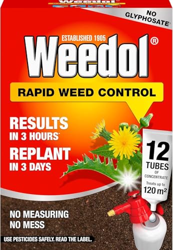 Weedol Rapid Concentrate Weed Killer 6 Tubes / 12 Tubes | Fast-Acting Non-Glyphosate Formula | Contact Weed Control for Patios, Paths & Driveways | Easy-Mix Tubes (12 Tubes)