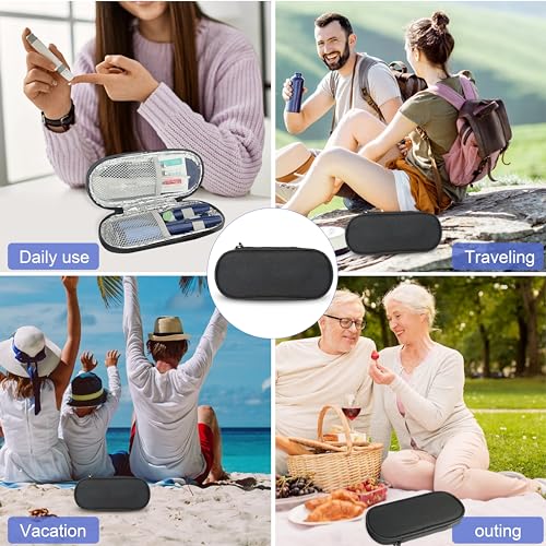 insulin pen cooler travel case with tsa approved ice packsdiabetic medication insulated cool organizerinsulin pen and other diabetic supplies for the daily life and trip black