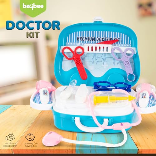Image of Baybee Doctor Set Toy for Kids | Foldable Suitcase Pretend Play Kit with Medical Tools | Role Play Game for Boys & Girls 3+ Years (Blue)