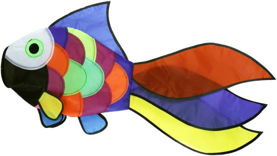 emma kites Cute Rainbow Fish Windsock Royal Angelfish Rainbow Spiral for Backyard Garden Patio Decoration Beach Wind Game Mark Flyer with Snap Swivel