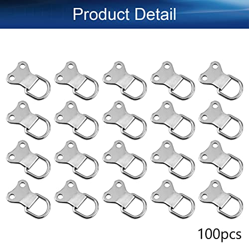 Image of 36mm x 22mm Double Holes D Ring Picture Hangers Hardware, for Home Decoration Hanging Clock Paintings Artwork Creative Picture Frame Photo Hanging Solutions Silver Tone 100pcs