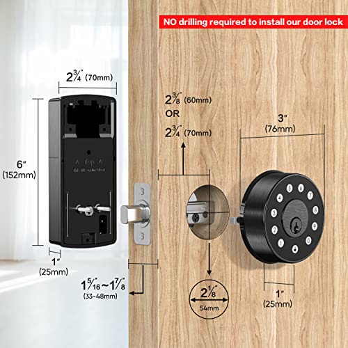 Image of Keyless Deadbolt Smart Door Lock: Sifely Digital Keyless Entry Door Lock for Front Door, Code & Fob Access, App Control, Auto Lock, Easy to Install (Black)