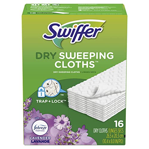 Swiffer Sweeper Dry Sweeping Cloths, Mop And Broom Floor Cleaner Refills, Febreze Lavender Vanilla And Comfort Scent, 16 Count #TOP1