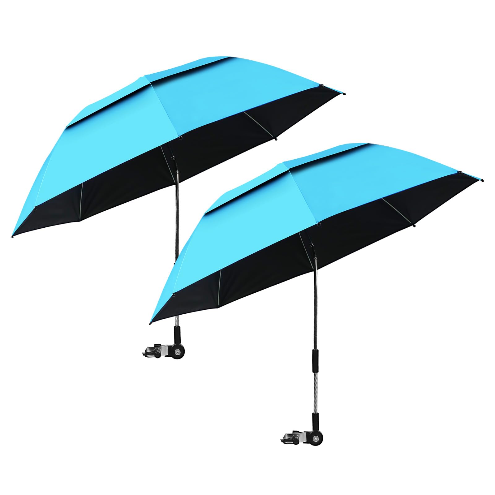 panthem 2er-Pack Sonnenschirm Strand für Stuhl mit Klemmhalterung, UPF 50+ 360° verstellbarer, kompakter Strandschirm für Strandstuhl, Liegestuhl, Campingstuhl, Rollstuhl, Kinderwagen, Reise
