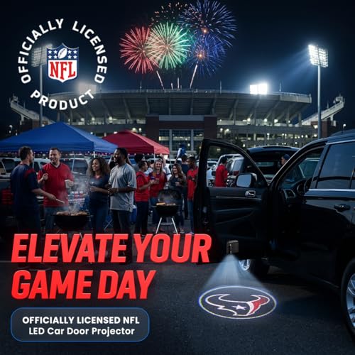 Image of LED Car Door Light - Officially Licensed NFL Wireless Projector - Show Your Team Pride - Battery Powered, Easy Install