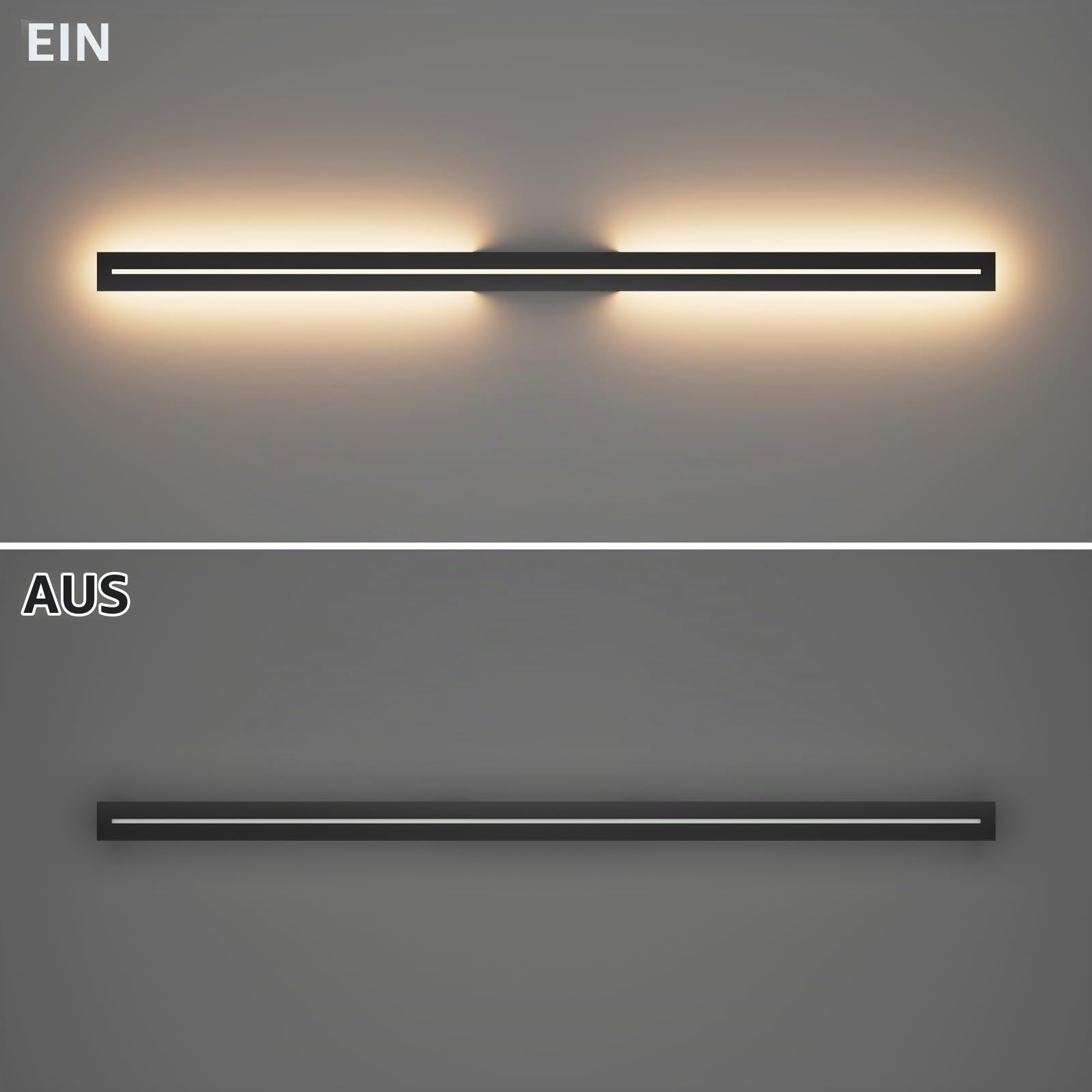 K-Bright 40W Lange Aussenlampe Modern Wandleuchte Warmweiß 3000K, Schwarz | Wasserdicht IP54, Aluminium Außenwandleuchte für Für Gärten, Terrassen, Wohnzimmer, Korridor, Treppen, 120CM/47.24IN