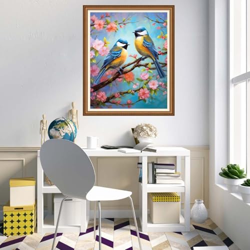 Image of Disnesart Cross Stitch Stamped Full Embroidery Kits DIY 11CT Cotton Thread Printed DIY Needlepoint Kits Craft Needlework Set Cross-Stitch Stamped Sets-Flower Bird 16x20 inch