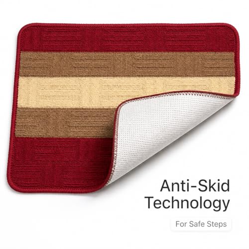 Image of DecorTwist PVC Door Mat 60x40 cm | Heavy Duty Indoor Outdoor Entrance Mat | Anti-Slip Rubber Back | Waterproof Dust & Dirt (Style 5 [ Brown Stripe ], Rubber Backing Door Mat 60 * 40 cm, Pack of 2)