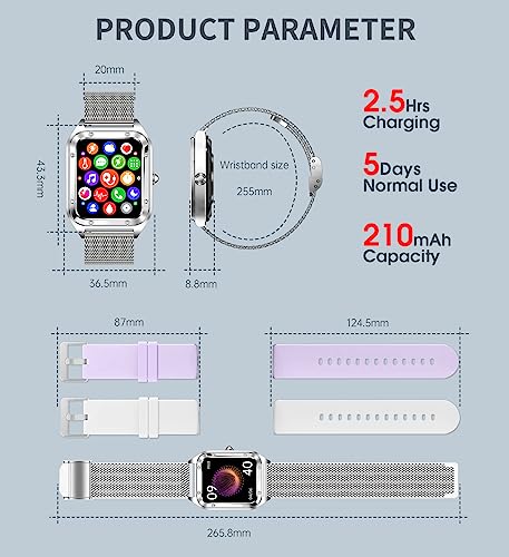 Iaret Smart Watch For Women (Call Receive Dial), Smart Watches For Android Ios Phones Smartwatch With Ai Voice Control Heart Rate Sleep Monitor Pedometer Waterproof Activity Tracker Silver thumb #6