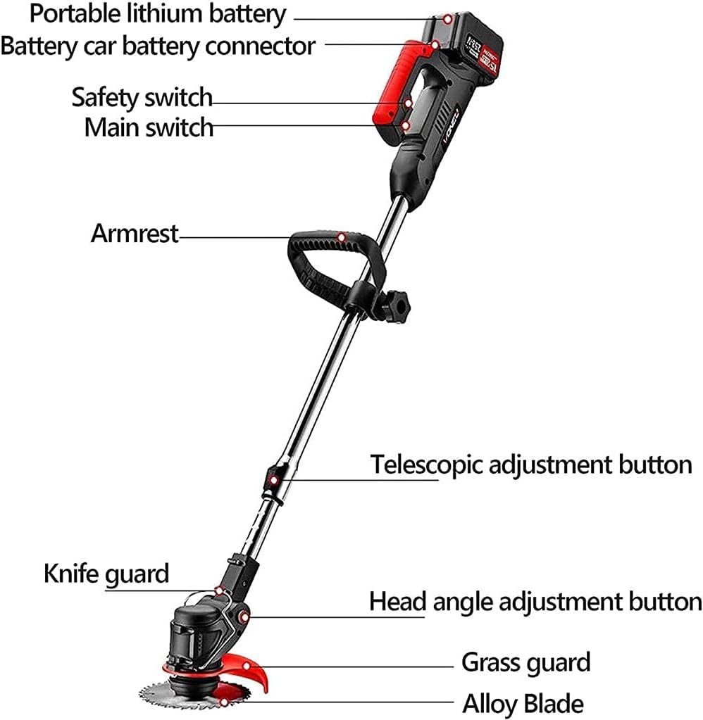 NAKEAH Cortacésped de Mano for el hogar, inalámbrico, Multifuncional, con batería de Litio, cortacésped Recargable, 2 baterías, 2 baterías