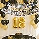 2er Set 18. Geburtstag Junge Deko, Girlande Geburtstag mit 18 Fahnen und Spiralanhänger, Schwarz-Gold Erwachsenwerden Dekoration für Foto-Hintergrund und Partyraum